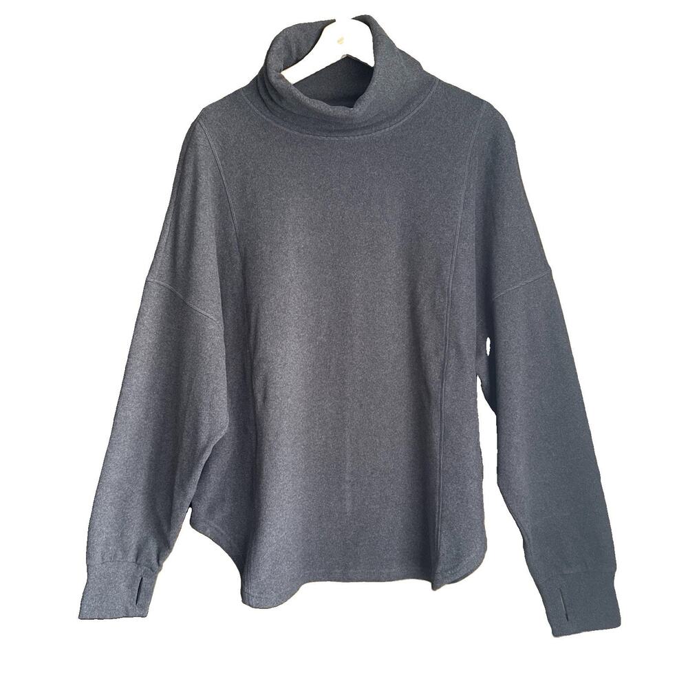 Varley Rainer Roll Neck Jumper Sweater Large Charcoal Brushed Rib Turtleneck